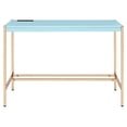 thumbnail image 2 of Spaco Desk with USB Port in Baby Blue Finish, Wooden Top Writing Desk, Desk with Gold Frame, Blue, 2 of 9