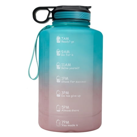

Toma 2.2L Motivating Water Bottle Leak Proof Half Gallon Jug with Time Marker Straw Container Sports Mug Accessories Hiking Camping Green Pink