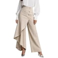 thumbnail image 3 of Women's Irregular Splicing Flare Jeans, High Waisted Button-Front Denim Pants, Streetwear Wide Leg Pants for Women, Retro Y2K Fashion Jeans, Street Style and Everyday Outfits-Beige, 3 of 5