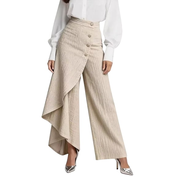 QURATI Women's Jeans Denim Pants Retro Jeans Irregular Splicing Jeans Flare Jeans Streetwear Womens Bottoms Beige L