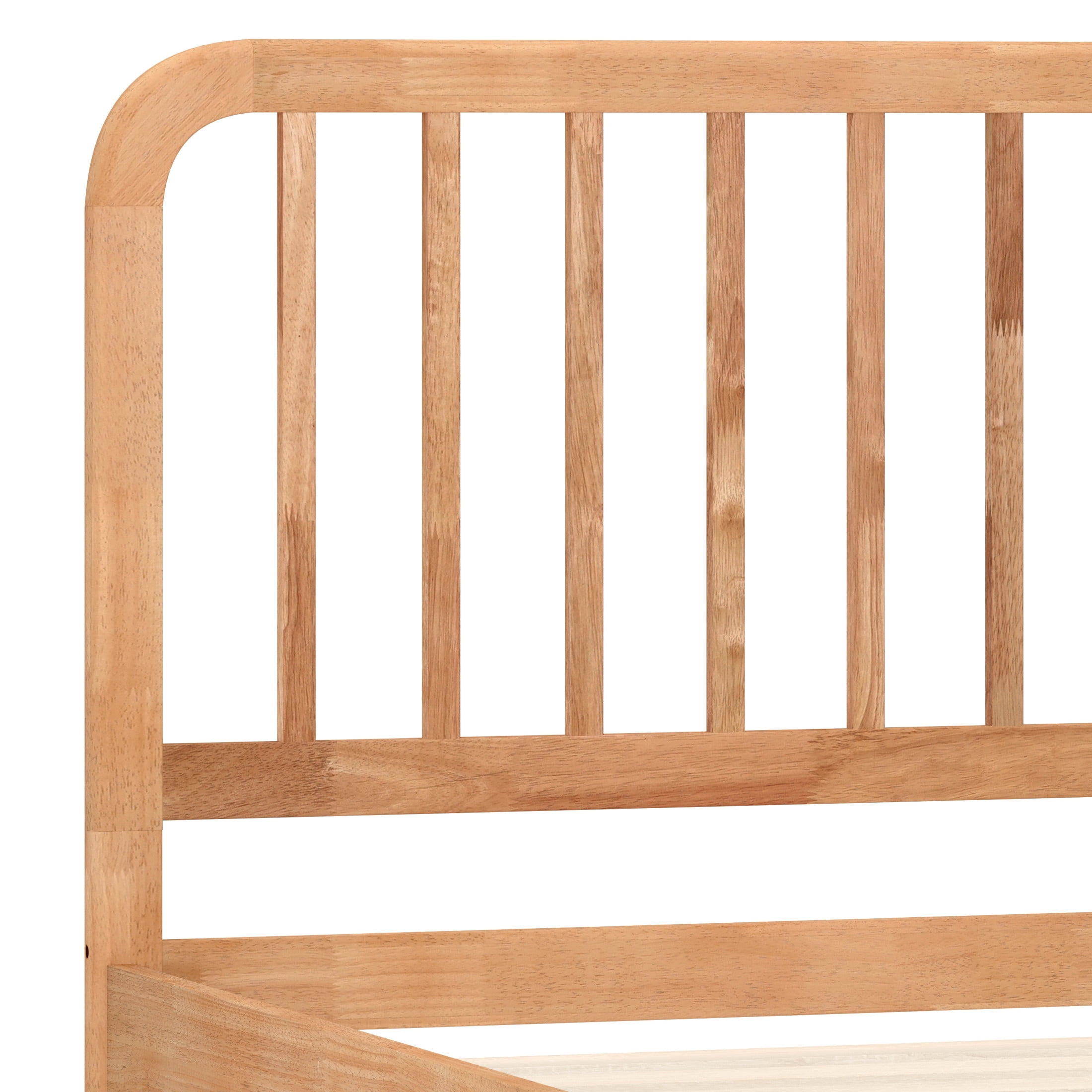 Buzz & Bloom Kids Twin-Size Platform Bed with Rectangular Wood Slat Headboard, Natural