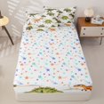 thumbnail image 4 of Homewish Wild Dinosaur Zipper Queen Comforter Set with Fitted Sheet and 2 Pillowcases,Vintage Wildlife Zipper Bedding Set,White,Colorful Stars Reversible,4pcs, 4 of 8