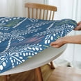 thumbnail image 4 of YFYANG Round Fitted Table Cloth, Waterproof Blue Beach Tree Texture Pattern Polyester Table Cover, Indoor Outdoor Decorative Tablecloths with Elastic Edge, 4 of 7