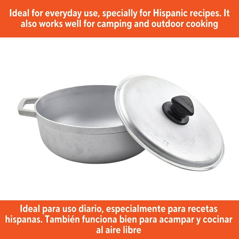 Caldero Traditionnel En Aluminium IMUSA - 2,6 Pintes (environ 1,2 L), Four Hollandais, Pour Riz, Haricots, Ragoûts