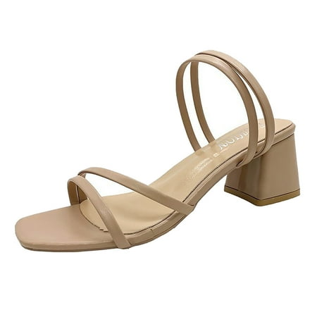 

Mackneog Women s Summer High Heeled Thick Heeled Open Toe Sandal With Square Head Women s sandals Red 39 Gift on Clearance