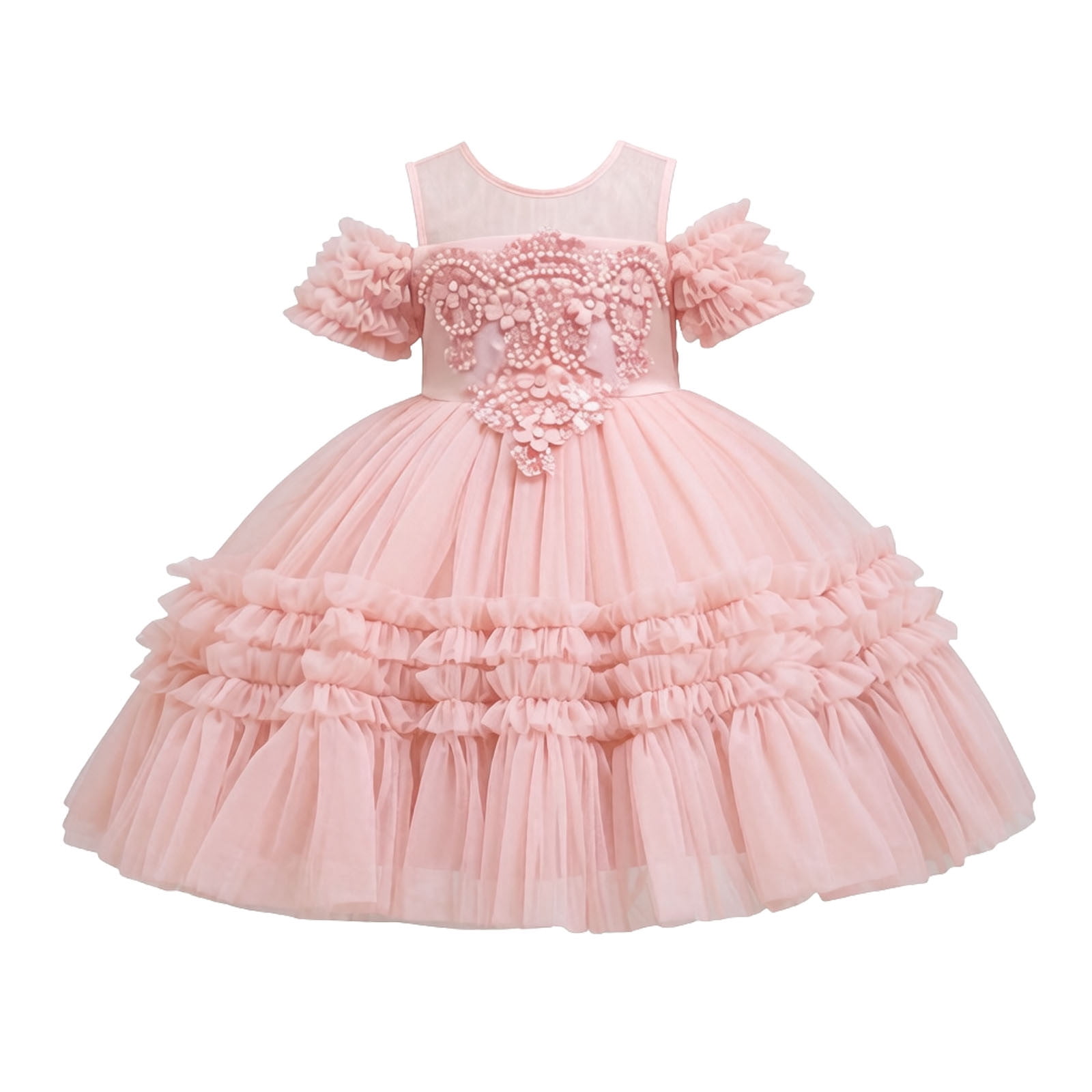 ATOGUTA Tween Dresses Tulle Dress Tutu Birthday Princess Dresses Formal Photoshoot Outfit Summer Clothes Size 3T-12, Pink