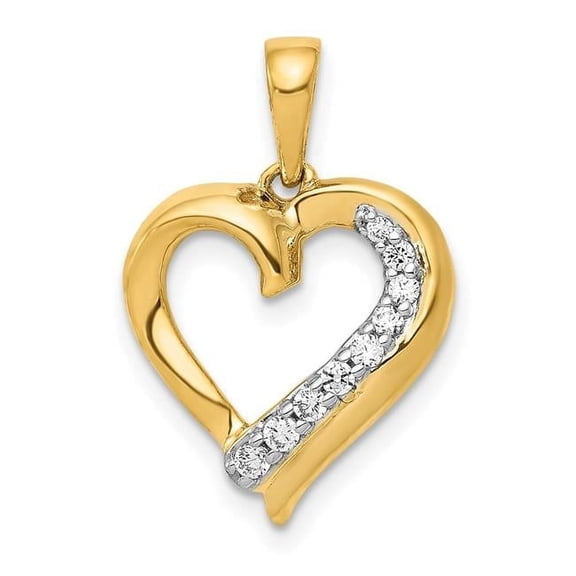 Finest Gold 14K Yellow Gold 0.1CT Diamond Heart Pendant