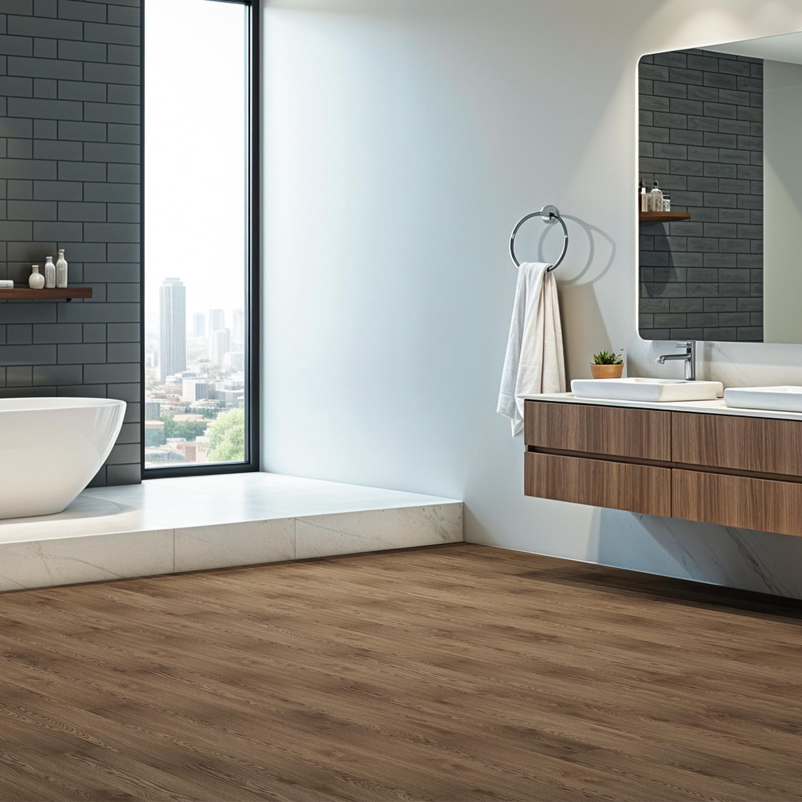 Peel And Stick Floor Tile  36packs 54 Sq. Ft Vinyl Flooring Plank 36"x 6" Waterproof Wood Grain For Bedroom Living Room Kitchen Rv(smoke Oak)