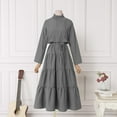 thumbnail image 3 of Women's Turtleneck Long Sleeve Flowy Pleated Tunic Retro Style Dresses, 3 of 4