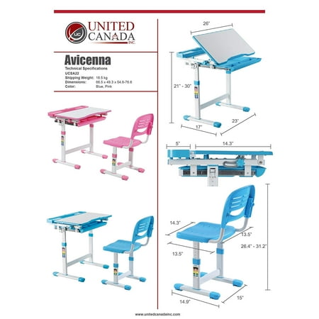 Avicenna Kids Desk Chair Set Children S Ergonomic Desk With