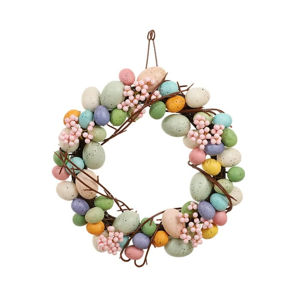 Guirnalda de huevos de Pascua colorida para colgar en la pared, guirnalda de conejo de primavera para festival 35cm