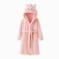 thumbnail image 4 of Gibobby Kids Coral Fleece Bathrobe,Soft Plush Hooded Robe with Adjustable Belt,Cartoon Print,for Boys Girls 12 Months -12 Years,Warm Loungewear Shower Robe Kids Toddler Pajamas,Pink,Size 2-4T, 4 of 4