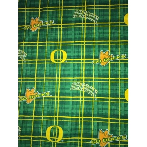 University of Oregon Cotton Plaid College Print-Sold by the Yard
