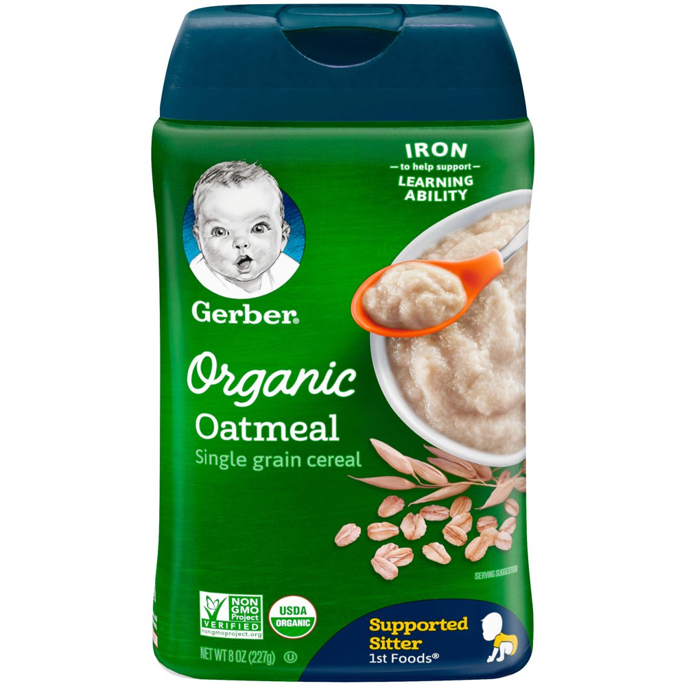 Gerber Organic Stage 1, Oatmeal Baby Cereal, 8 oz Canister