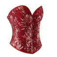 thumbnail image 3 of Vintage Push Up Corsets Womens Overbust Renaissance Floral Corset Tops Party Waist Cincher Fish Bones Bustier Red, M, 3 of 7