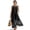Black Floral, variant on Crane Bird Ink Leaf Print Maxi Dresses for Women, Crewneck Sleeveless Maxi Dress for Women with Pockets, Linen Look Breathable Loose Fit Vacation Dress, 4XL