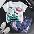 thumbnail image 2 of Toddler Boys Summer Sets Clothing 6-12 Months 2T 3T 4T 5T Children Cute Cartoons Printed Short Sleeve Cotton T-Shirt and Elastic Waist Shorts Sets Kids Outfit Beach Clothes 2-3 Years, 2 of 7
