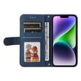thumbnail image 2 of Allytech Slim Wallet Case for iPhone 15 Plus with Card Slots, Luxury PU Leather Magnetic Clasp Flip Wrist Shoulder Strap Kickstand Shockproof Protective Shell for Women Men - Blue, 2 of 9