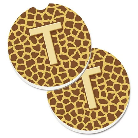 

Monogram Initial T Giraffe Set of 2 Cup Holder Car Coaster