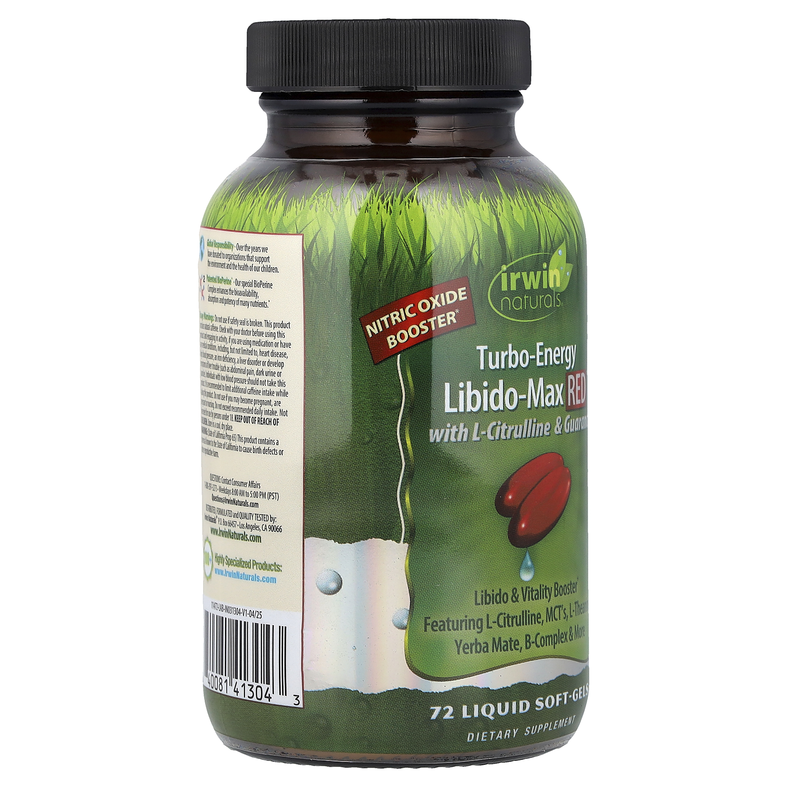 Irwin Naturals Turbo-Energy, Libido-Max RED™ With L-Citrulline & Guarana, 72 Liquid Soft-Gels