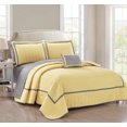 thumbnail image 2 of Chic Home Mesa 8 Piece Quilt Cover Set Hotel Collection Two Tone Banded Geometric Embroidered Quilted Bed in a Bag Bedding – Sheets Decorative Pillows Shams Included, Queen Yellow, 2 of 2