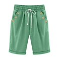 thumbnail image 4 of ABATAB Summer Capri Pants for Women Cotton Linen Loose Cropped Trousers Button down Roll up Hem Casual Lounge Capris Pants, 4 of 5