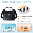 thumbnail image 3 of TOURIT Insulated Lunch Tote Bag Leakproof Lunch Box, Reusable Cooler Bag Food Container with Dual Compartment, Pockets & Shoulder Strap for Women Men, Work School Picnic Beach, Black White Stripes, 3 of 8