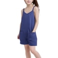 thumbnail image 4 of Girls Rompers Summer Casual Loose Sleeveless Overalls Spaghetti Strap Shorts Jumpsuit 2025 Beach Vacation Outfits, 4 of 7