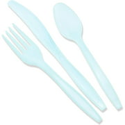 Plastic Party Cutlery for Boy Baby Shower (96 Count), Light Blue