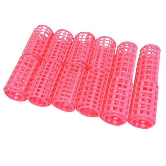 Cheers.US 12Pcs Self Grip Hair Rollers Hairdressing Curlers Tube Shape Anti-Slip Lightweight DIY Plastic Hair Curling Rollers for Home