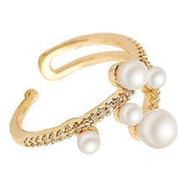 Guardurnaity Anillo de nudillo de perla de pisos para mujer, ajustable, para cumpleaños, boda, fecha de compromiso, escuela, joyería delicada para Ropa, zapatos y accesorios Miscelánea