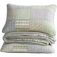 thumbnail image 7 of Chezmoi Collection 3-Piece Boho Chic Plaid Balanced Stripe Patchwork Cotton Quilt Reversible Lightweight Bedspread Set, King Size, 7 of 7