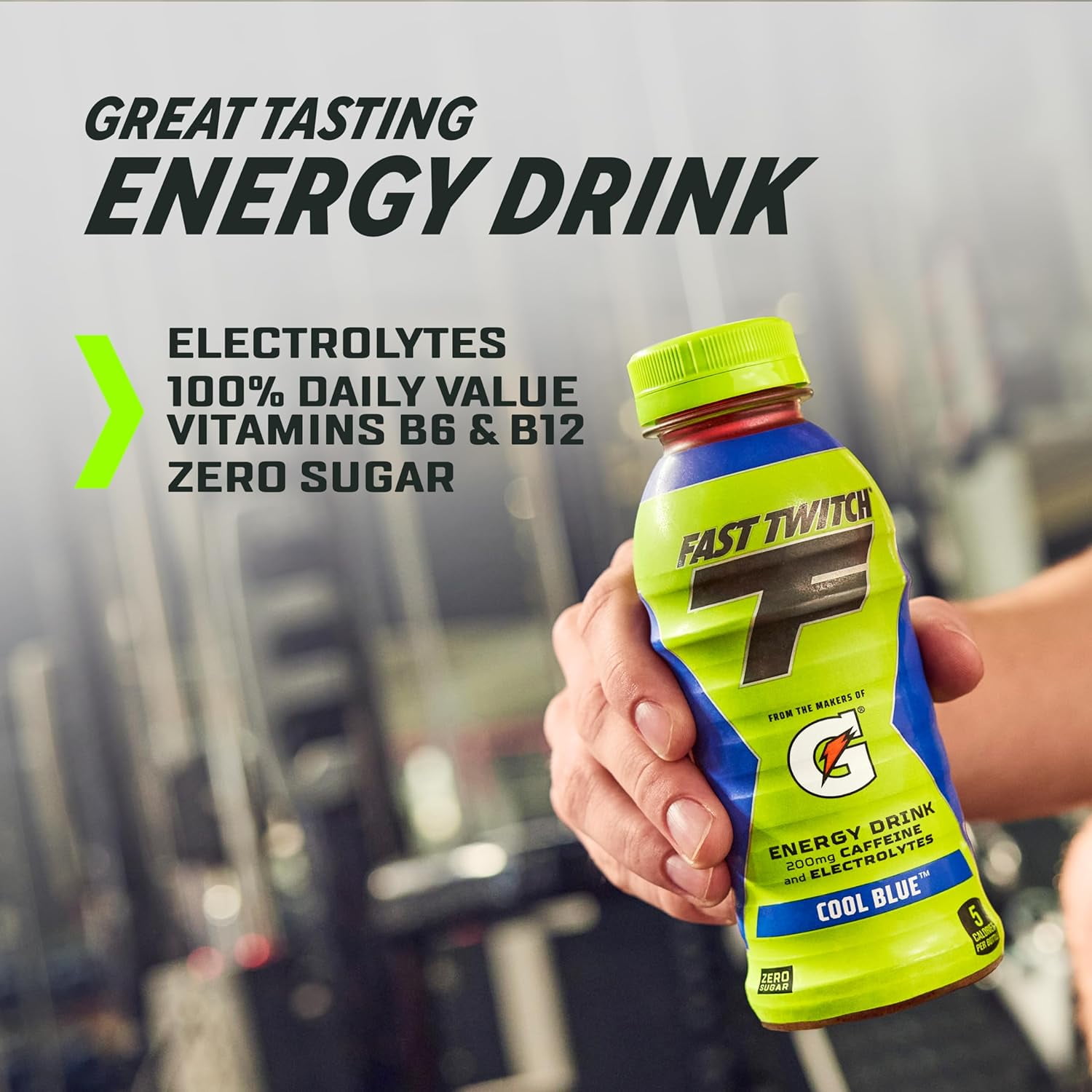 Fast Twitch by Gatorade Energy Drink, Cool Blue, 12 fl oz, 12 Count Bottles