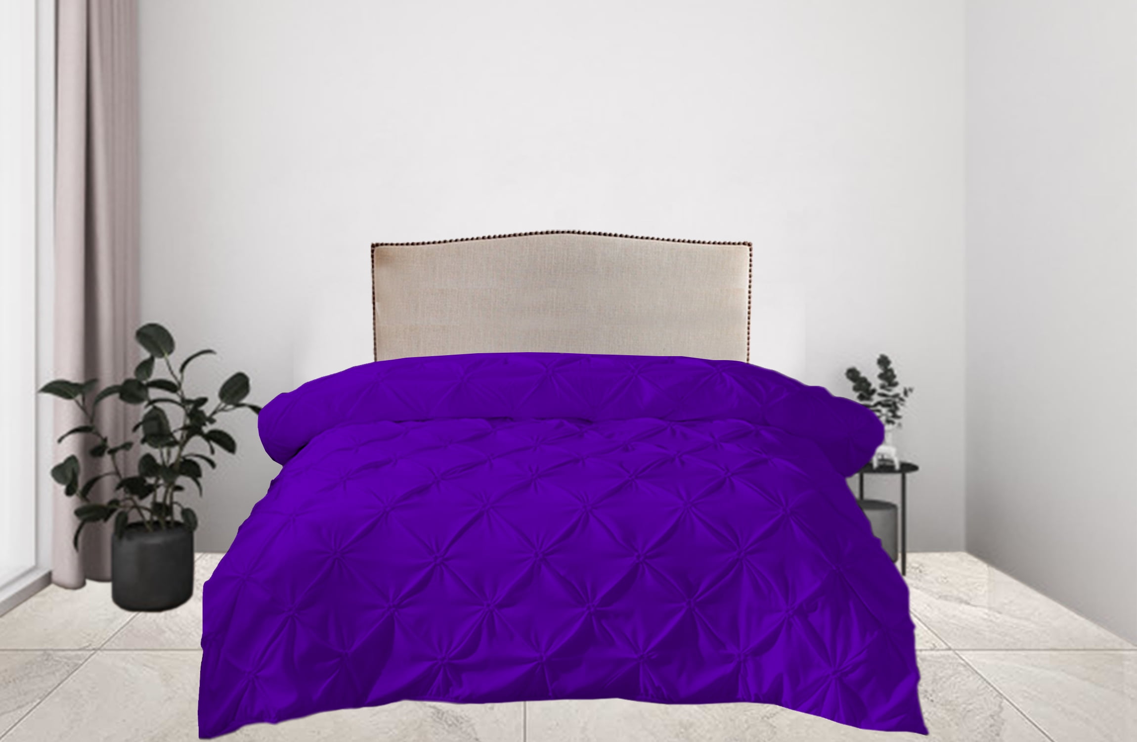 100 Egyptian Cotton 1 Pcs Pinch Pleated Duvet Cover Solid (Purple,Twin
