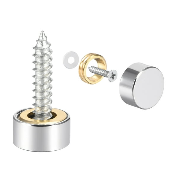 Mirror Screws Decorative Caps Cover Nails Polished Stainless Steel 10mm 4pcs