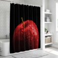 thumbnail image 5 of Polyester Fabric Red Fruit Shower Curtain, Modern Minimalist Decor Black Background Waterproof Bathtub Curtain Bathroom Decor Set with Hooks 72 x 72 Inches, 5 of 6