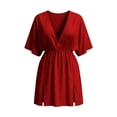 thumbnail image 4 of XiYing Robes pour Femmes Grande Taille, Robe de Plage Décontractée Ample pour Femmes, Design à Taille Fluide à Manches Courtes avec Lien au Dos, Couvre-Bikini de Vacances, S-TTG,, 4 of 7