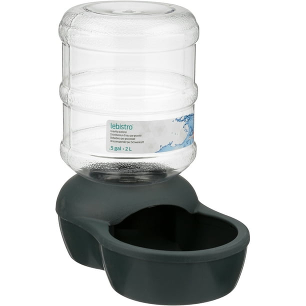 Aspen Pet LeBistro Gravity Pet Waterer, Dark Gray, 0.5 Gallons