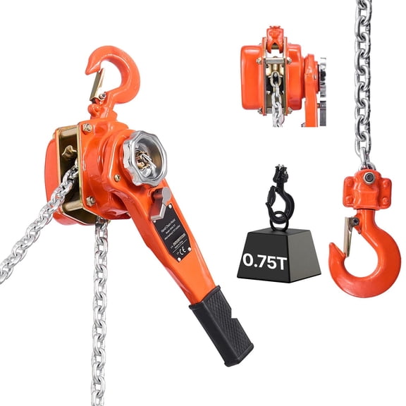 G80 Alloy Steel Chain Come Along, 1650LBS Lift Capacity, Dual Pawl Safety Brake & 10FT Chain - Manual Hoist for Construction