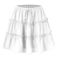 thumbnail image 4 of WTOBBY Women's High Waist Solid Color Summer Mini Skirt Anti-Static Lined Short Skirt with Built-in Shorts Casual Flowy A-Line Skirt for Daily Outing,White S, 4 of 5