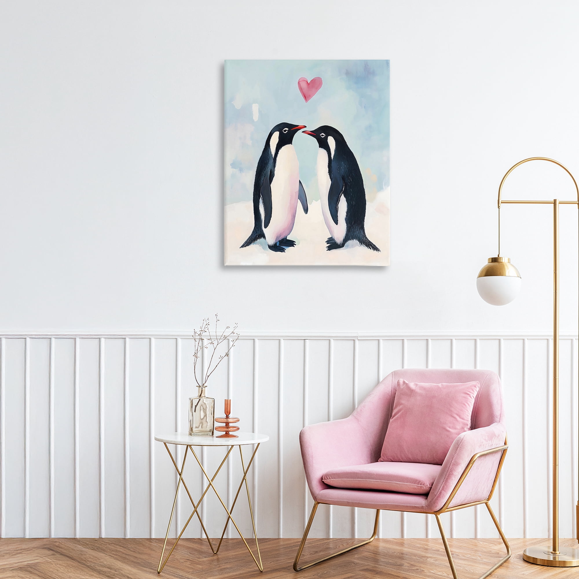 Stupell Industries Penguin Love with Heart Canvas Wall Art, design by The Prints Vibe