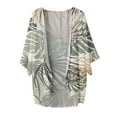 thumbnail image 4 of Green Kimono Cardigans for Women,Kimono Cardigans for Women Summer Short Chiffon Floral Sun Cover Up Top Lightweight Boho Shawl Beach Open Front, 4 of 4