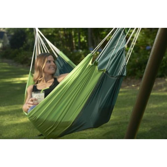 Nylon Hammock in a Bag - Two Tone Green - Max Capacity 300 lbs