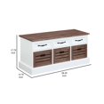 thumbnail image 5 of 39 Inch Modern Storage Bench, 3 Drawers, Bar Handles, Wood, White, Brown, 5 of 5