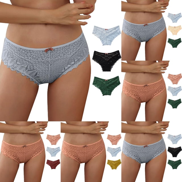 Calzones De Mujer Algodon Sin Costuras Bragas Para Mujer De Encaje De Ganchillo Con Agujeros * 5 Piezas
