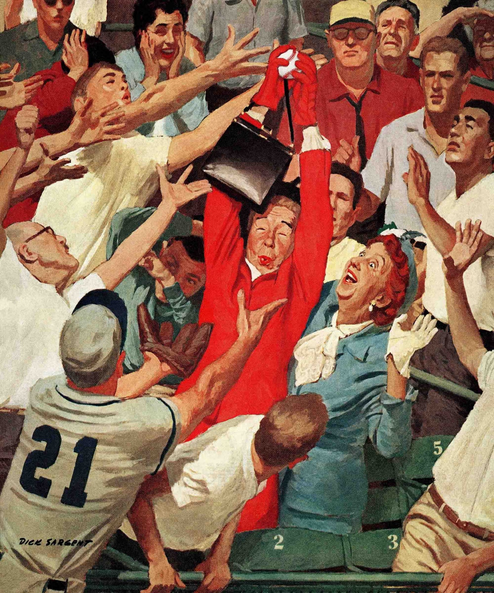 Marmont Hill Grandma Catches Fly-ball by Richard Sargent Painting Print on Canvas