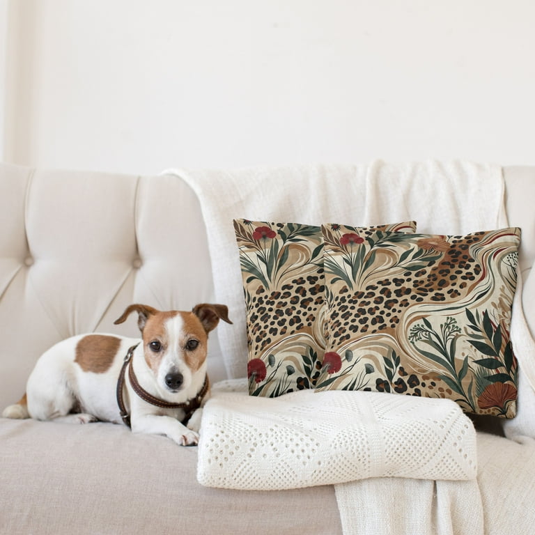 Ambesonne Leopard Print Throw Pillow Cover Pack, Abstract Blend