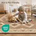 thumbnail image 4 of ODIKA 9'x12' Washable Area Rug Non-Shedding, Easy Care Boho Layout Interconnected Shapes Lines Hue Bohemian Cream Beige for Master Suite, California King, Under Bed, 4 of 7