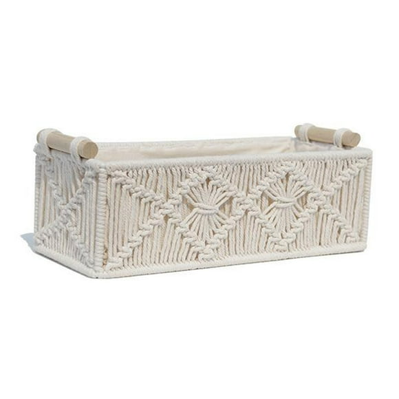Macrame Storage Baskets Decor Box Handmade Woven Decorative Countertop Toilet Tank Shelf Cabinet Organizer Boho Decor for Bedroom Nursery Livingroom