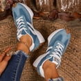 thumbnail image 6 of Womens Tennis Shoes Retro Splice Suede Trainer Althetic Shoes Casual Antislip Sneakers Lace up Running Shoes Blue Size 8.5, 6 of 9
